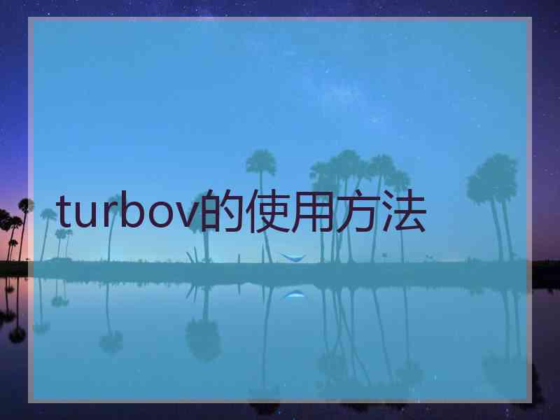 turbov的使用方法