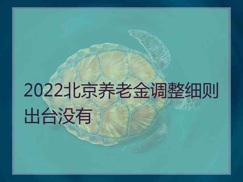 2022北京养老金调整细则出台没有