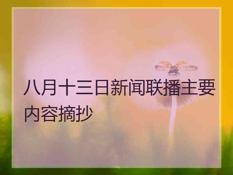 八月十三日新闻联播主要内容摘抄