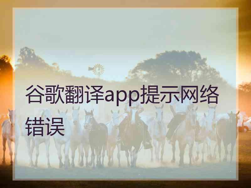 谷歌翻译app提示网络错误