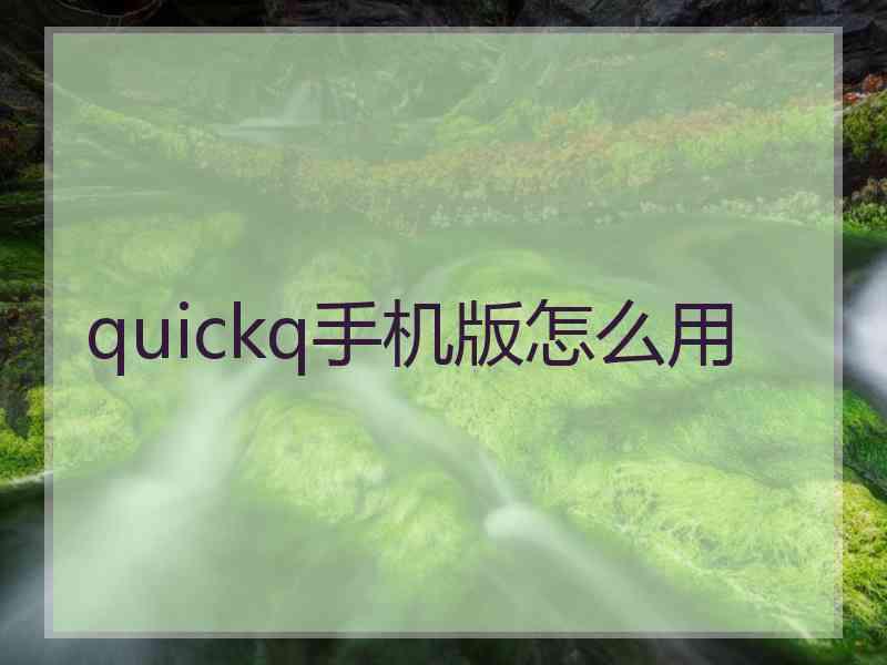 quickq手机版怎么用