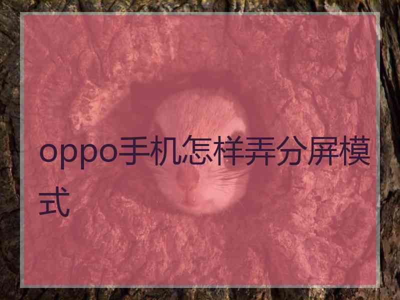 oppo手机怎样弄分屏模式