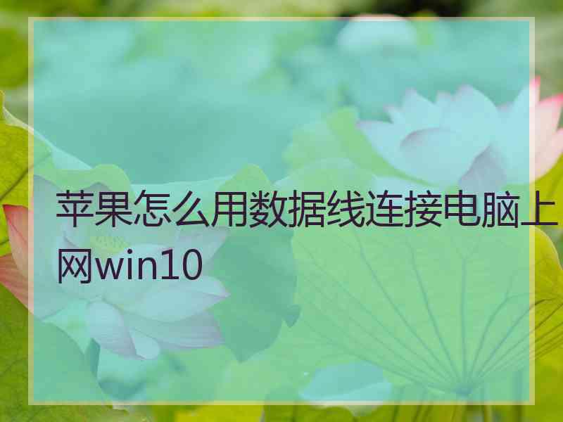 苹果怎么用数据线连接电脑上网win10