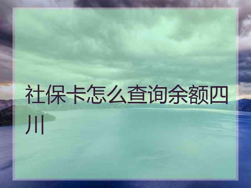 社保卡怎么查询余额四川