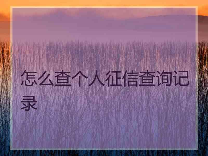 怎么查个人征信查询记录